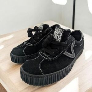 Vans Black Suede Low-Tops with White Accents